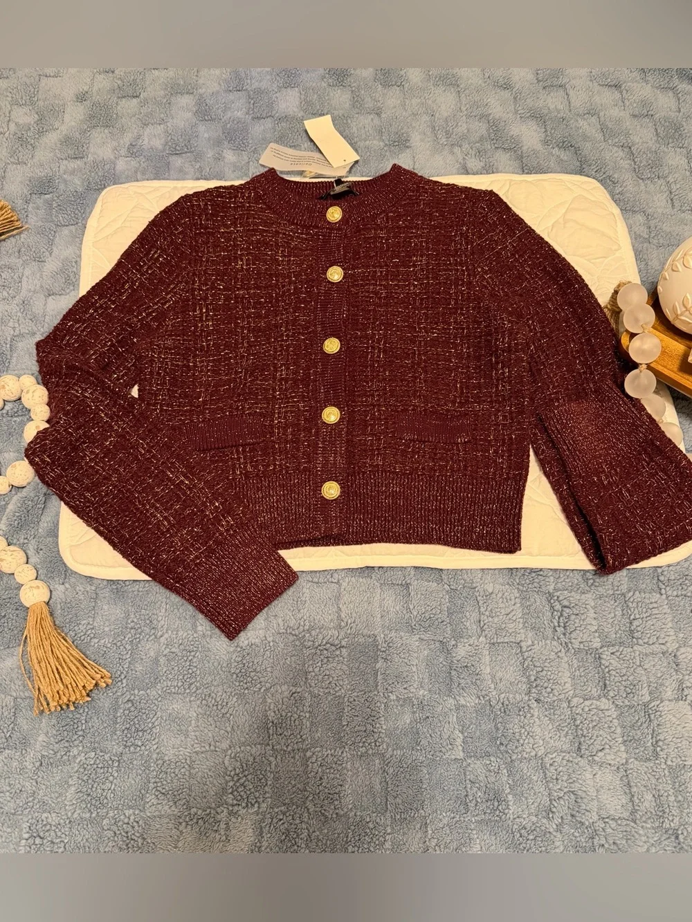 French Connection Metallic Tweed Knit Cardigan NWT! - Picture 12 of 13